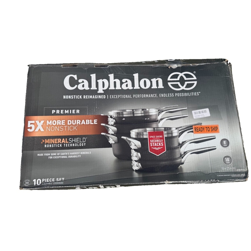 Calphalon PREMIER Space Saving 10 Piece Stackable Cookware Set Nonstick Black